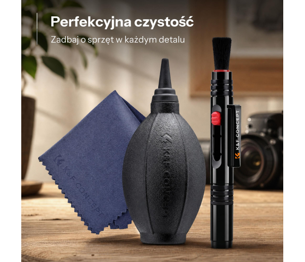 K&F Concept Zestaw czyszczący 3w1 - gruszka, mikrofibra, piórko fotograf - 1550373 - zdjęcie 3