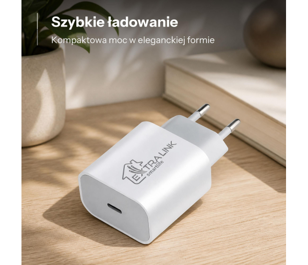 ExtraLink SMART LIFE CHARGER 20W, USB-C, WHITE, CHARESL03 - 1570046 - zdjęcie 2