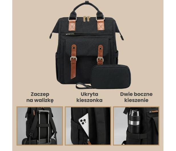 ExtraLink Black Forest by KM02 Beżowy kabinowy podróżny + kosmetyczka - 1570053 - zdjęcie 3
