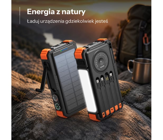 ExtraLink POWERBANK SOLARNY 20000MAH 20W DYNAMO INDUKCJA LAMPA LATARKA - 1570059 - zdjęcie 3