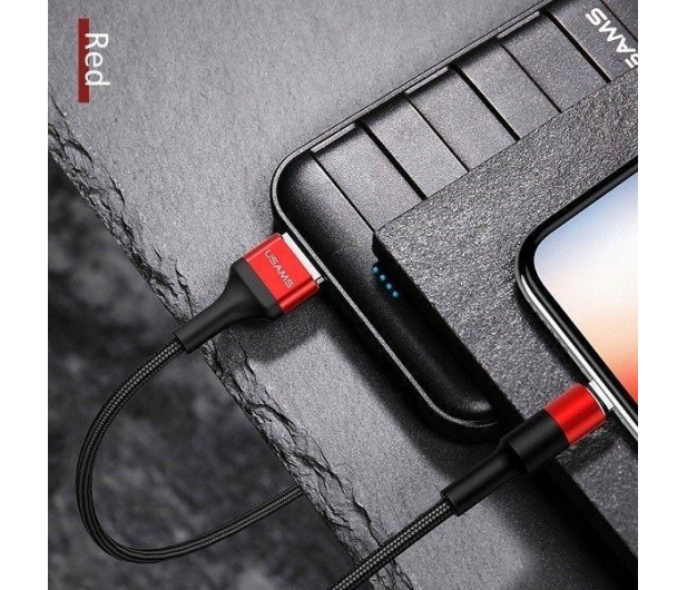 USAMS Kabel pleciony U5 2A lightning czerwony 1,2m - 1569083 - zdjęcie 2