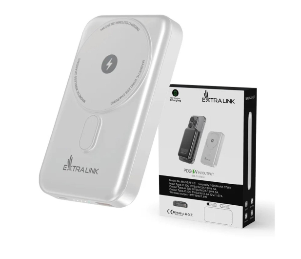 ExtraLink MAGSAFE 10000MAH 38.5WH PD20W+15W USB-C USB-A BIAŁY - 1570057 - zdjęcie
