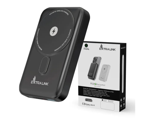 ExtraLink MAGSAFE 10000MAH 38.5WH PD20W+15W USB-C USB-A GRAFITOWY - 1570056 - zdjęcie
