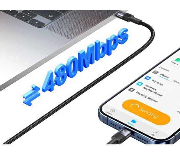USAMS Kabel USB-C na USB-C 60W 1,2m Aluminum - 1569144 - zdjęcie 4