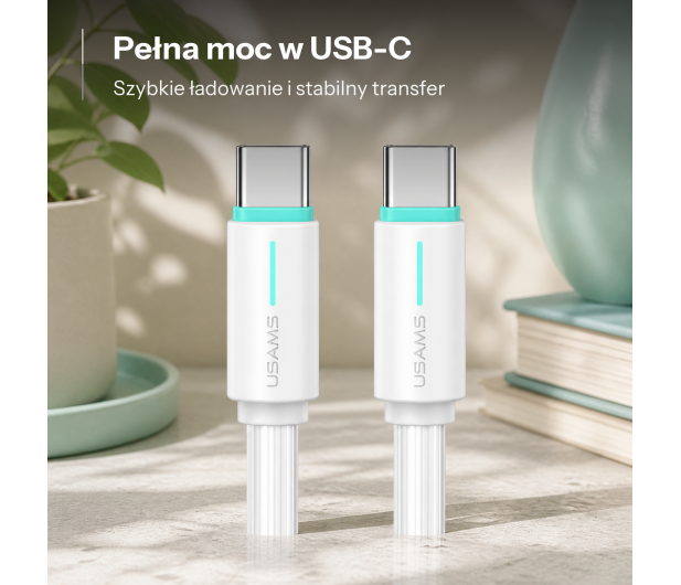 USAMS Kabel USB-C/USB-C 1m SJ73460W biały - 1569154 - zdjęcie 2