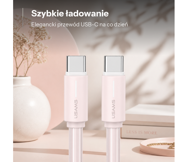 USAMS Kabel USB-C/USB-C 1m SJ73460W różowy - 1569152 - zdjęcie 2