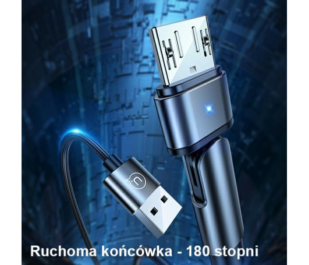 USAMS Kabel pleciony obrotowy U60 2A microUSB zielony - 1569074 - zdjęcie 3