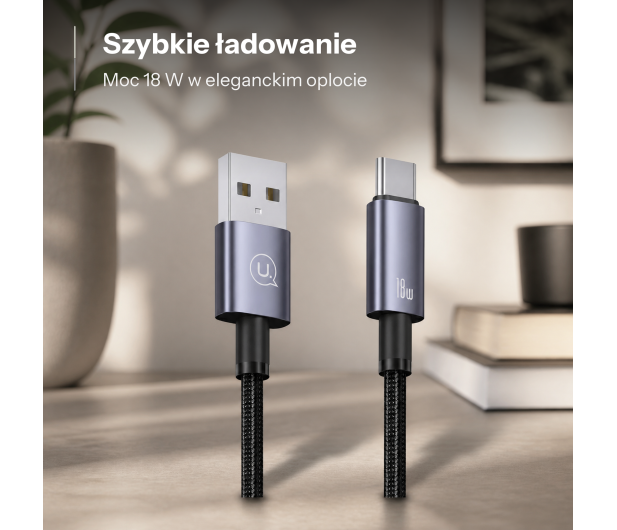 USAMS Kabel USB na USB-C 3A 1,2m Fast Charging stalowy - 1569068 - zdjęcie 3