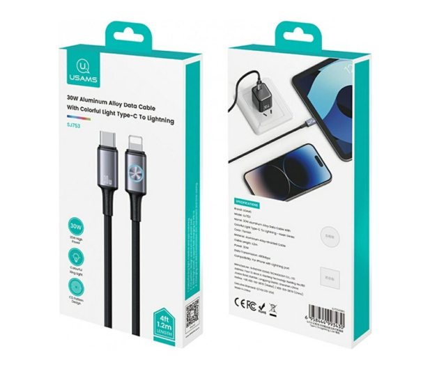 USAMS Kabel 30W USB-C do Lightning 1,2 m tarnish - 1569114 - zdjęcie 3