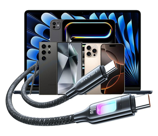 USAMS Kabel 100W USB-C do USB-C 1,2 m stalowy - 1569127 - zdjęcie 4