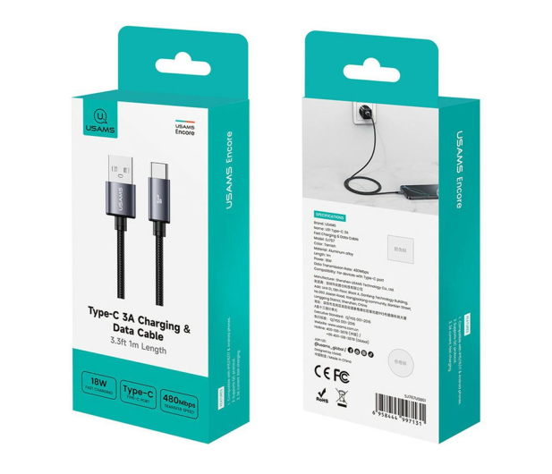 USAMS Kabel U91 18W USB-C do USB-A 1m stalowy - 1569128 - zdjęcie 4