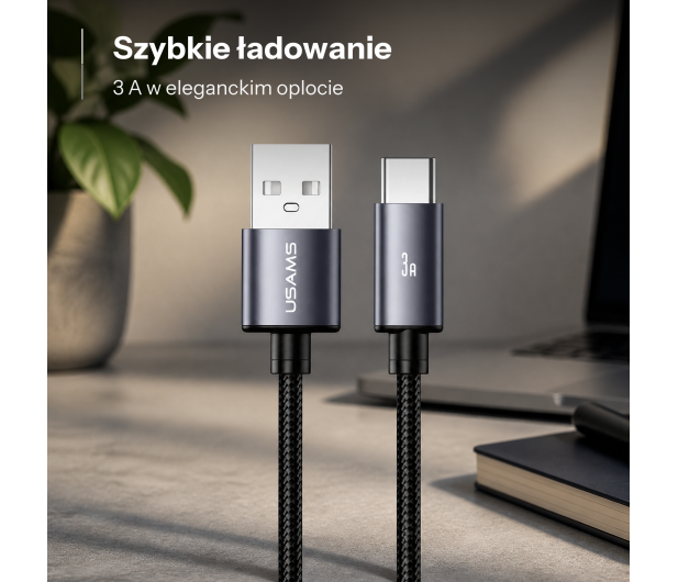 USAMS Kabel U91 18W USB-C do USB-A 1m stalowy - 1569128 - zdjęcie 2