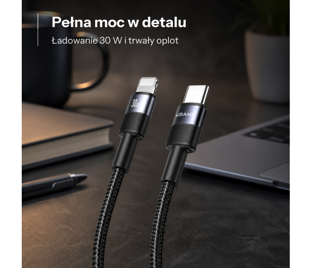 USAMS Kabel USB-C na Lightning 30W 1,2m Aluminum - 1569101 - zdjęcie 2