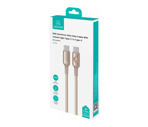 USAMS Kabel 60W USB-C do USB-C 1,2 m tytanowy - 1569131 - zdjęcie 3