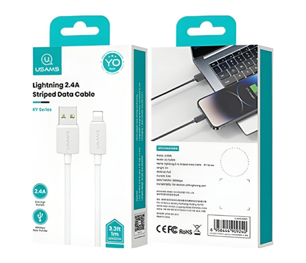 USAMS Kabel 2,4A USB-A do Lightning 1m biały - 1569143 - zdjęcie 8