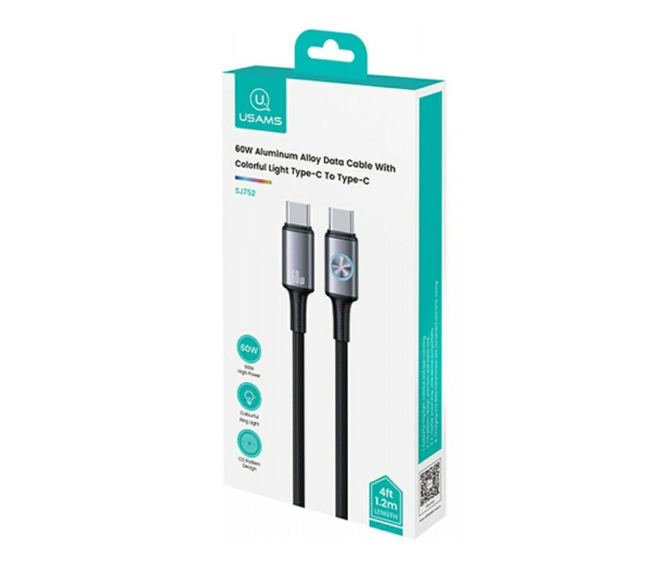 USAMS Kabel 60W USB-C do USB-C 1,2 m stalowy - 1569132 - zdjęcie 3