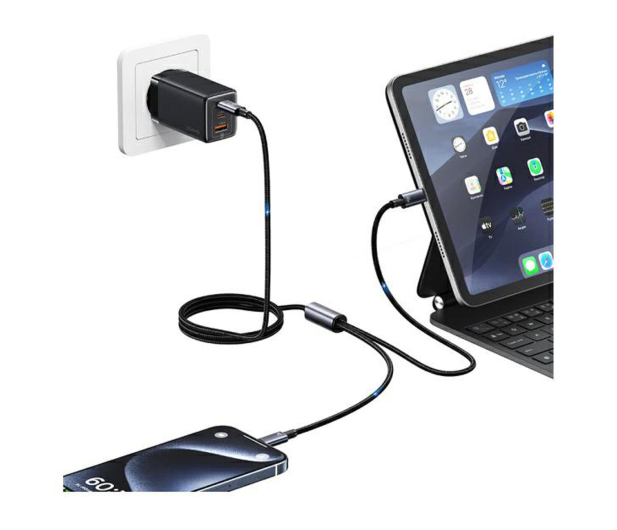 USAMS Kabel 2w1 2xUSB-C 72W 1,2m Aluminum - 1569153 - zdjęcie 5