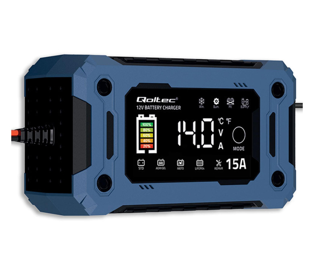 Qoltec Inteligentna mikroprocesorowa ładowarka 12V 15A (AGM, GEL, L - 1546164 - zdjęcie 3