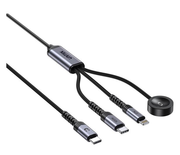 Unitek Kabel 3w1 USB-C  Lightning  Apple Watch PD 100W 480Mbps 1,2m - 1576038 - zdjęcie 4