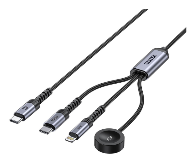 Unitek Kabel 3w1 USB-C  Lightning  Apple Watch PD 100W 480Mbps 1,2m - 1576038 - zdjęcie 3