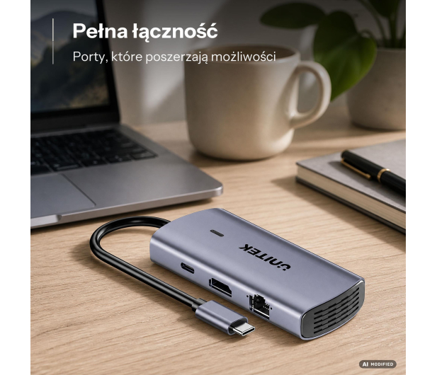 Unitek USB-C 6w1 3x USB-A 5Gbps PD 100W HDMI 4K@30Hz RJ45 - 1576039 - zdjęcie 2