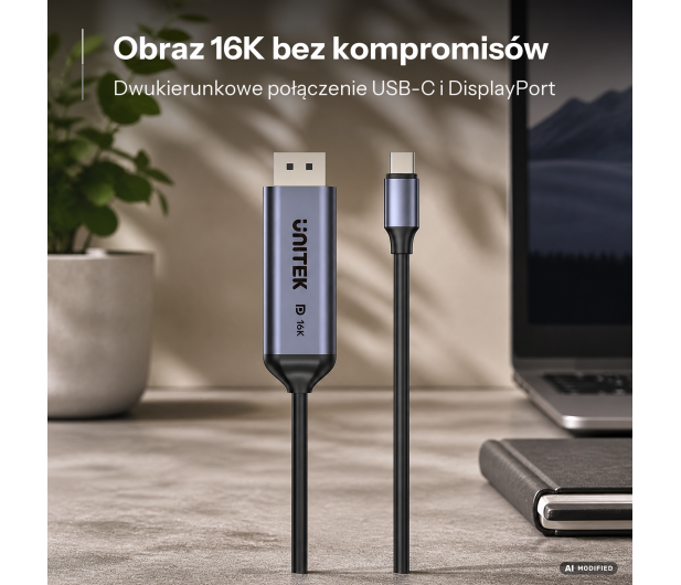 Unitek Dwukierunkowy kabel USB-C - DisplayPort 16K 80Gbps HDR 1,8m - 1576040 - zdjęcie 2