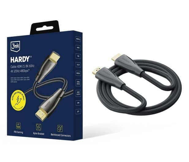 3mk Hardy HDMI 2.1 3m 48Gbps 8K60Hz 4K120Hz eARC VRR ALLM Black - 1579115 - zdjęcie