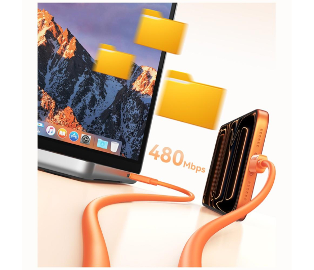 USAMS Kabel 60W 3A Silicone Fast Charging USB-C do USB-C pomarańcz - 1568985 - zdjęcie 12