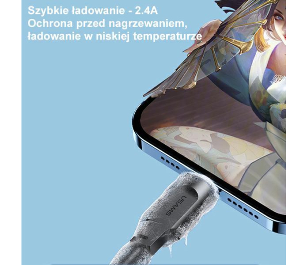 USAMS Kabel lightning 2,4A 1,2m Fast Charging purpurowy - 1569060 - zdjęcie 5