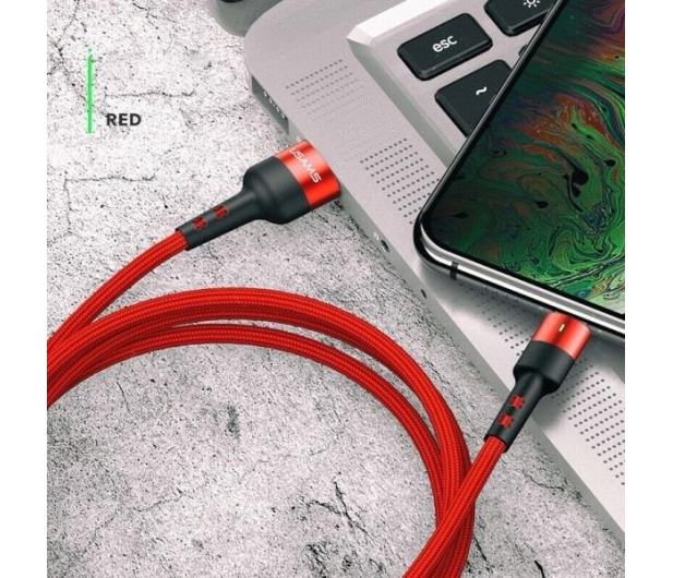 USAMS Kabel pleciony lightning 1m 2A Fast Charging czerwony - 1569039 - zdjęcie 3