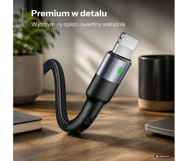 USAMS Kabel pleciony lightning 1m 2A Fast Charging czarny - 1569052 - zdjęcie 2