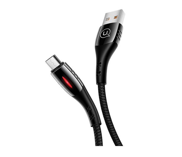 USAMS Kabel pleciony microUSB 1,2m Power-off 2A czarny - 1569061 - zdjęcie