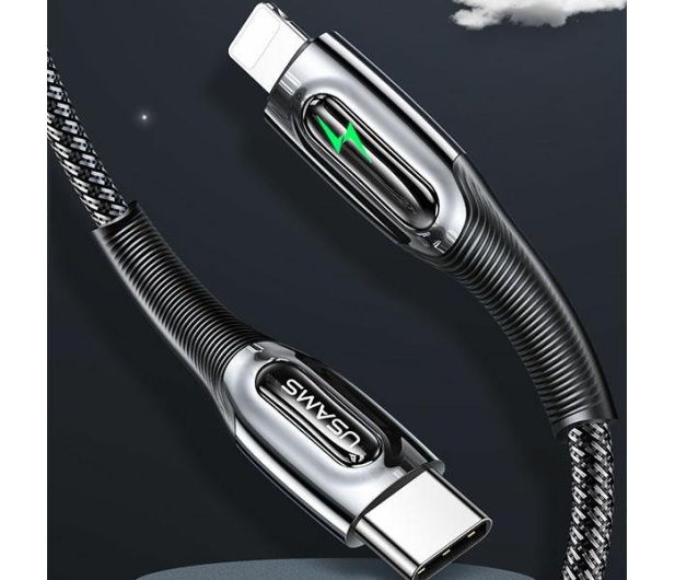 USAMS Kabel pleciony C/Lightning Smart Power-off 20W 1,2m zielony - 1568990 - zdjęcie 3