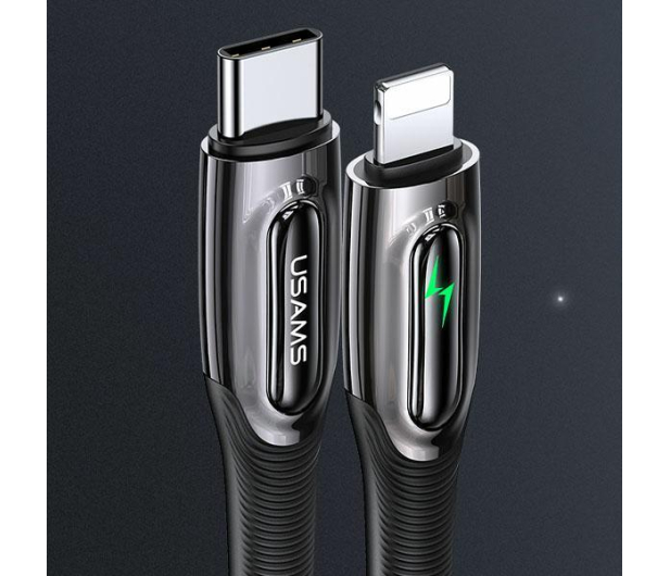 USAMS Kabel pleciony C/Lightning Smart Power-off 20W 1,2m czarny - 1568998 - zdjęcie 7