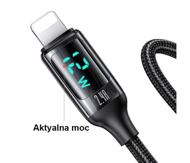 USAMS Kabel pleciony lightning 1,2mLED 2,4A Fast Charging czarny - 1569000 - zdjęcie 3