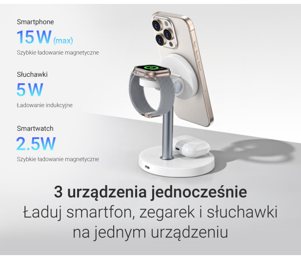 Silver Monkey Core MagCharger 3in1 Biała - 1487257 - zdjęcie 4