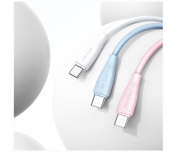 USAMS Kabel Green Series SJ714 18W 3A USB-A do USB-C 1m różowy - 1569010 - zdjęcie 3