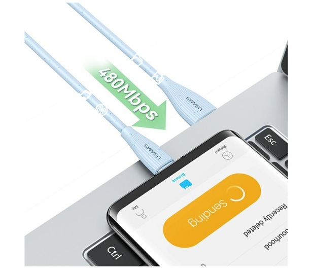 USAMS Kabel Green Series SJ714 18W 3A USB-A do USB-C 1m różowy - 1569010 - zdjęcie 5