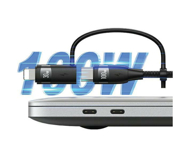 USAMS Kabel 2xC/USB/Micro-USB/Lightning 6w1 1,2m 100W PD czarny - 1568995 - zdjęcie 3