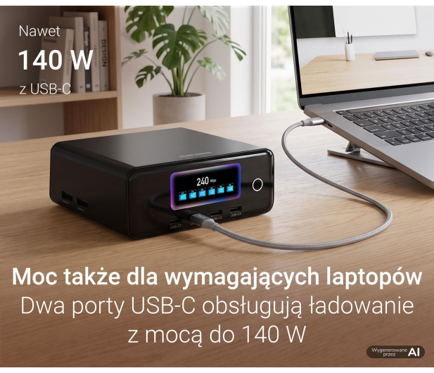Silver Monkey Ładowarka Gan Pro Desk 240W PD Czarna - 1572480 - zdjęcie 5