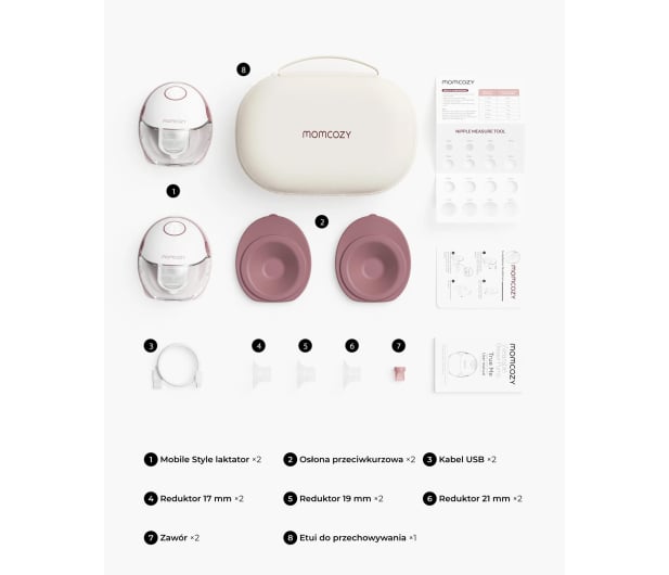 MOMCOZY Laktator M6 bezprzewodowy podwójny czerwony BP311 - 1574086 - zdjęcie 10
