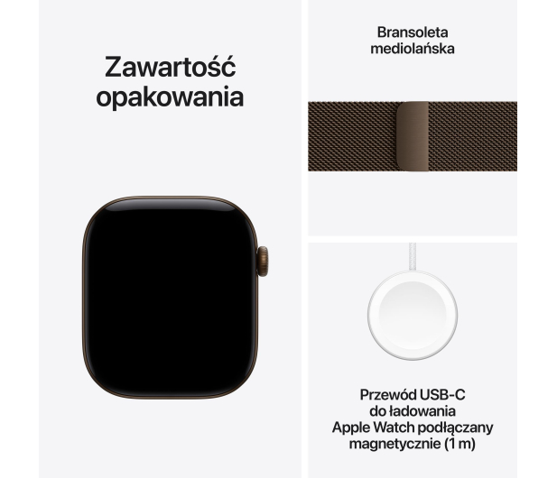 Apple Watch 12 46/Ciemny brąz Alu/Ciemny brąz Mediolańska M/L GPS - 1594099 - zdjęcie 7