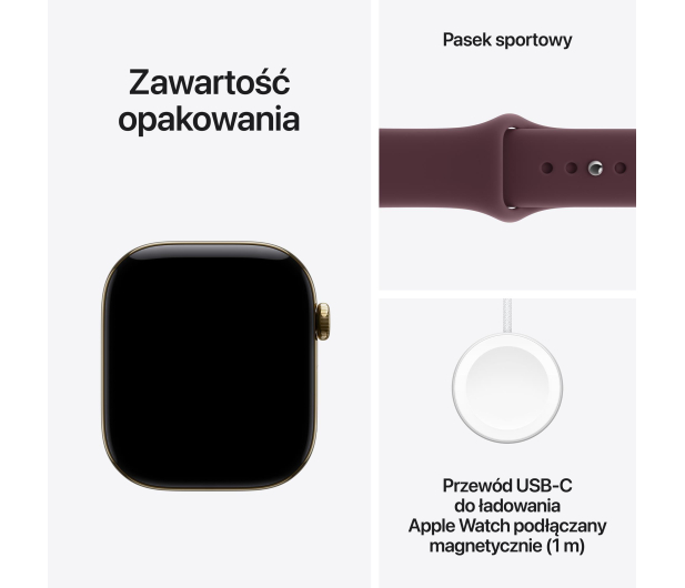 Apple Watch 12 46/Żywe złoto Tytan/Burgundowy Pasek S/M 5G - 1594086 - zdjęcie 7