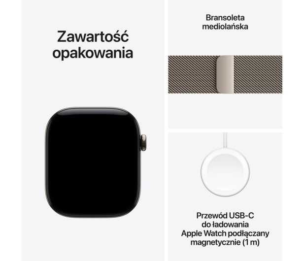 Apple Watch 12 46/Naturalny tytan/Mediolańska Bransoleta S/M 5G - 1594084 - zdjęcie 7