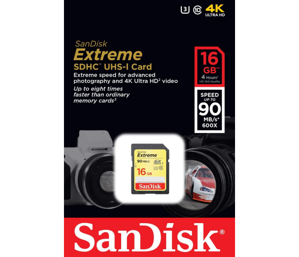 SanDisk 16GB SDHC Extreme Class10 90MB/s UHS-I U3 - 266373 - zdjęcie 2