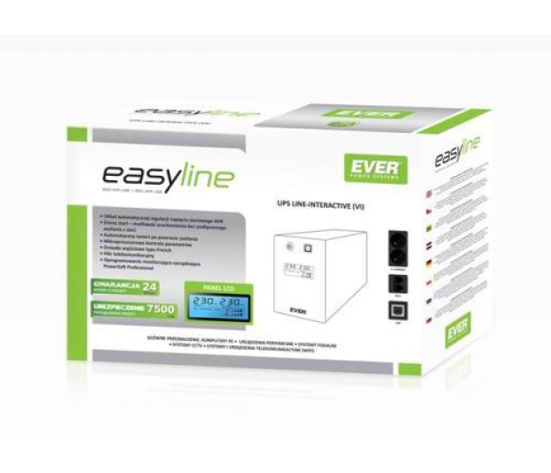 Ever EASYLINE 650 AVR (650VA/360W, 2xPL, USB, AVR, LCD) - 241507 - zdjęcie 3