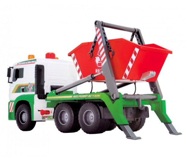 Dickie Toys Camion Poubelle Avec Pompe à Air – Fonction De Levage Manuelle, 28 Cm, Jouet D’Imitation Dès 3 Ans