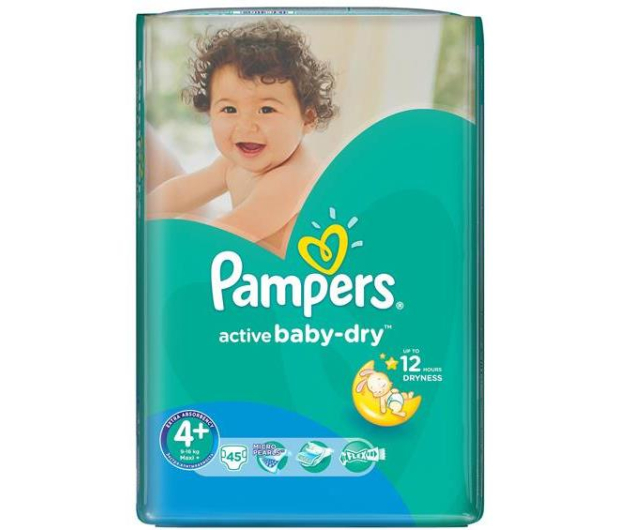 Pampers Active Baby Dry 4+ Maxi 9-16kg 45szt - 339032 - zdjęcie