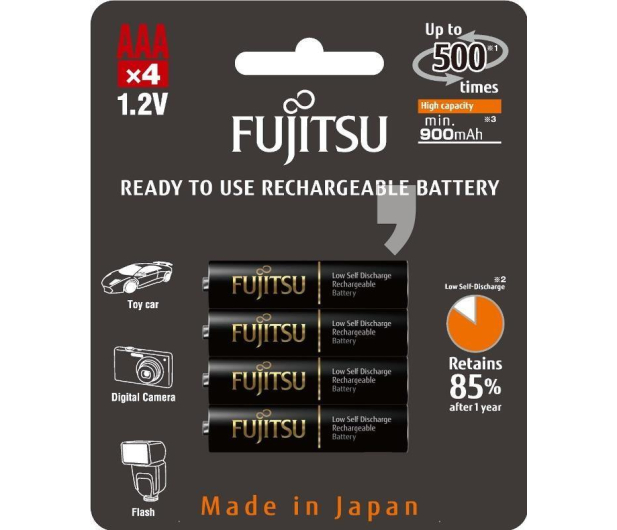 Fujitsu BLACK R03/AAA 900mAh (4 szt) blister  - 299179 - zdjęcie