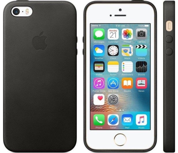 Apple Leather Case do iPhone SE czarny - 299550 - zdjęcie